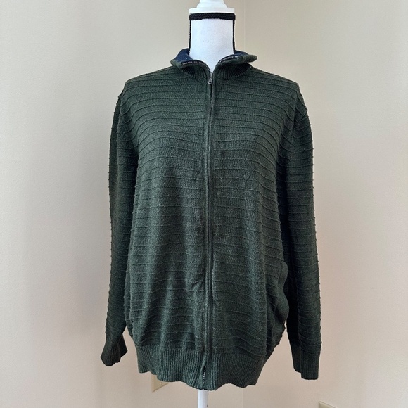 **NAUTICA* Green Zip-Up Long Sleeve Sweater Size Large - Picture 1 of 8